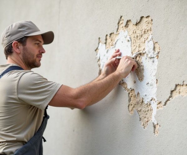 EIFS stucco repair contractor fixing exterior wall damage in Stony Plain AB