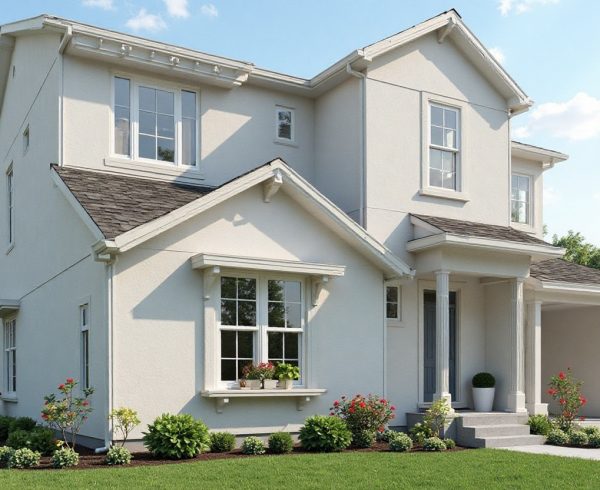Stucco contractor in Delton AB installing EIFS on a home exterior
