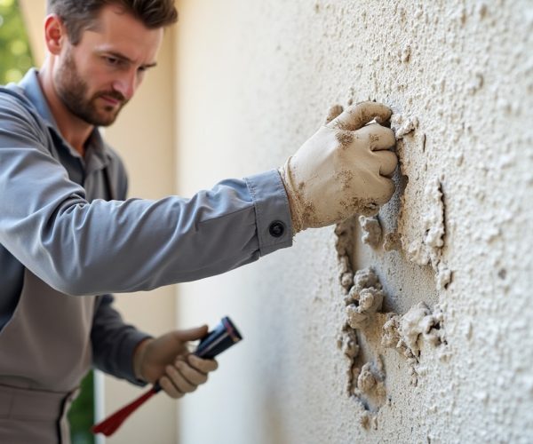 Crack and damaged stucco repair in Highlands Edmonton to prevent moisture issues