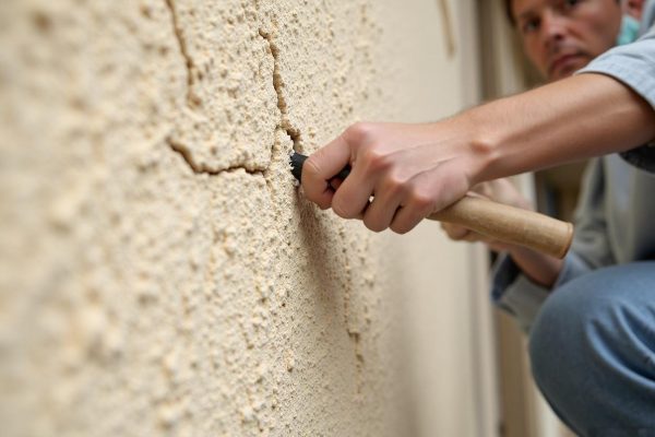 Experienced contractor performing EIFS stucco repair on home exterior in Allendale AB.